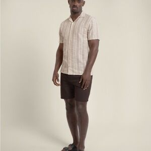 Tan Casual Button Down Shirt with Lightweight Fabric